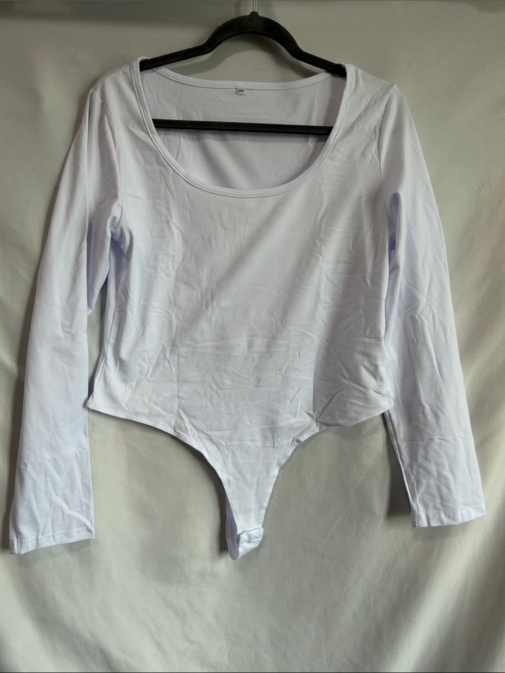 Long Sleeve Scoop Neck Bodysuit - White